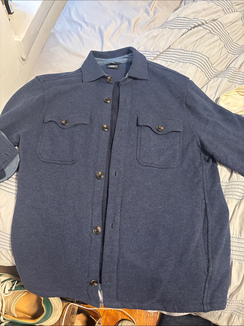 Faherty Men's Dark Blue Button-Up Casual Shirt Jacket